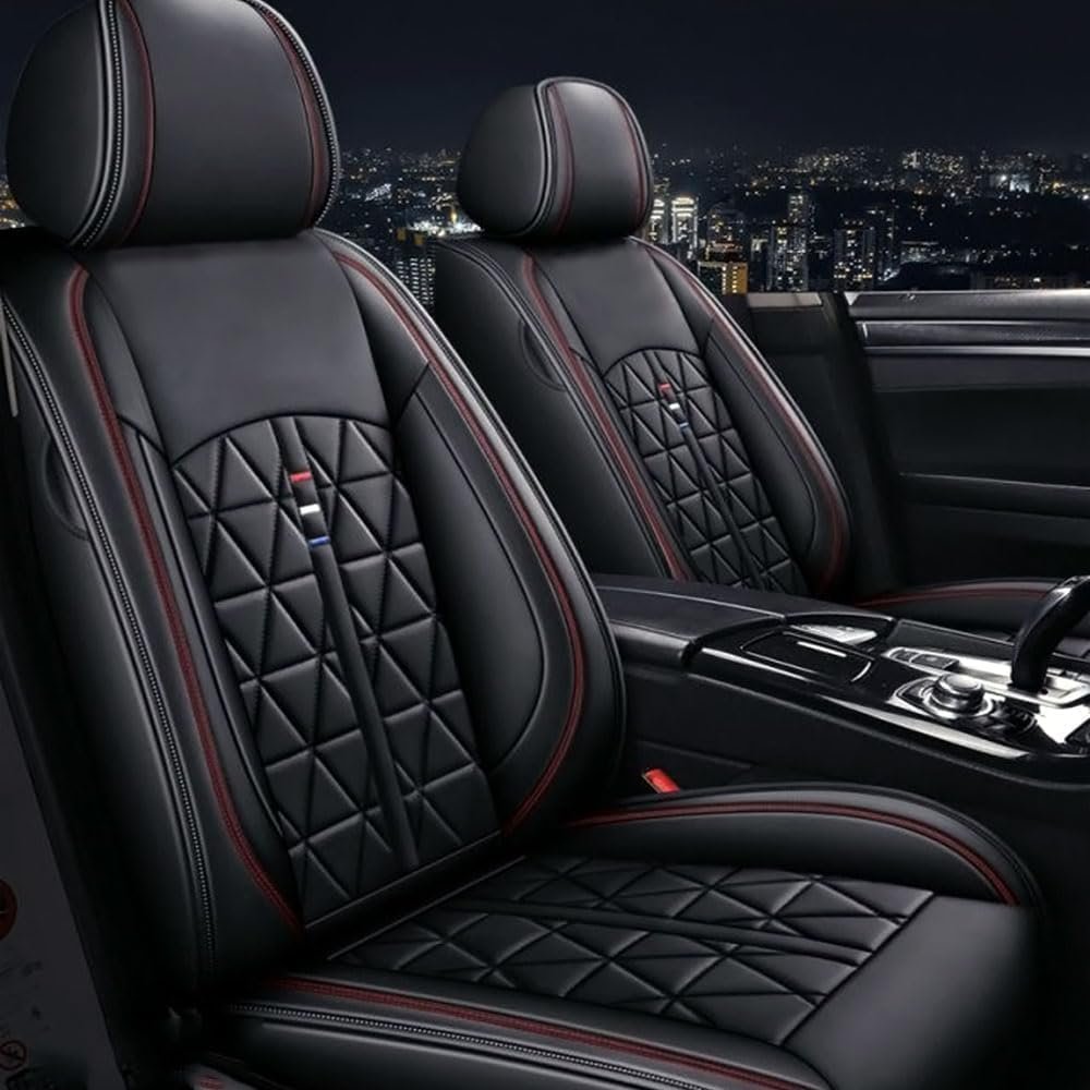 Car Seat Covers Front Seats Universal, Faux Leather Seat Covers Car, Pack of 2 Protective Cover Car Seat Front Waterproof, Airbag Compatible, Compatible with Most Saloons SUV