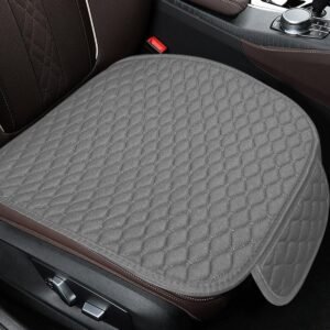 Car Seat Cover, Comfortable Anti-Slip Auto Front Seat Protector, Breathable Seat Bottom Cushion Pad with Storage Pocket, Universal Vehicle Interior Accessory for SUV Truck (Grey)