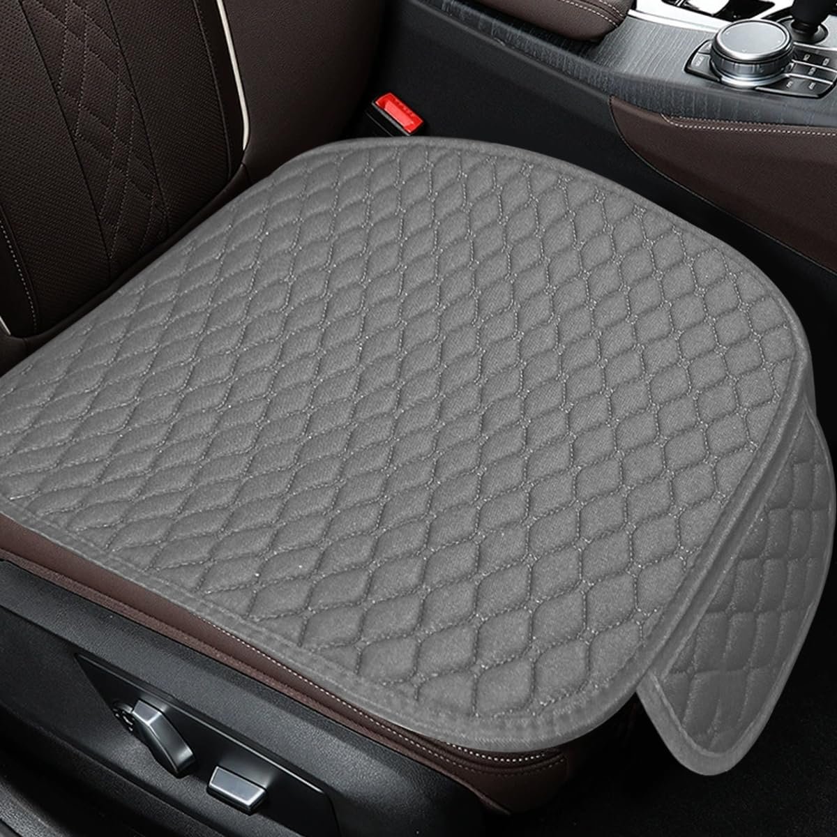 Car Seat Cover, Comfortable Anti-Slip Auto Front Seat Protector, Breathable Seat Bottom Cushion Pad with Storage Pocket, Universal Vehicle Interior Accessory for SUV Truck (Grey)