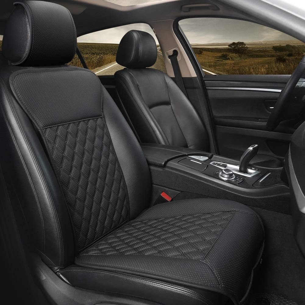 Car Seat Cover,Breathable Universal PU Front Car Seat Protector,Non-Wrapped Bottom with Backrest