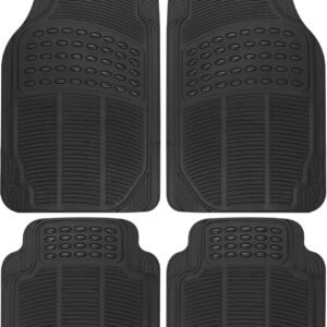 Floor Mats, 4-Piece All-Weather Car Mat with Universal Fit Design, Durable Rubber Car Floor Mats with Capture Ridges, Waterproof for Cars Trucks SUV (Black)