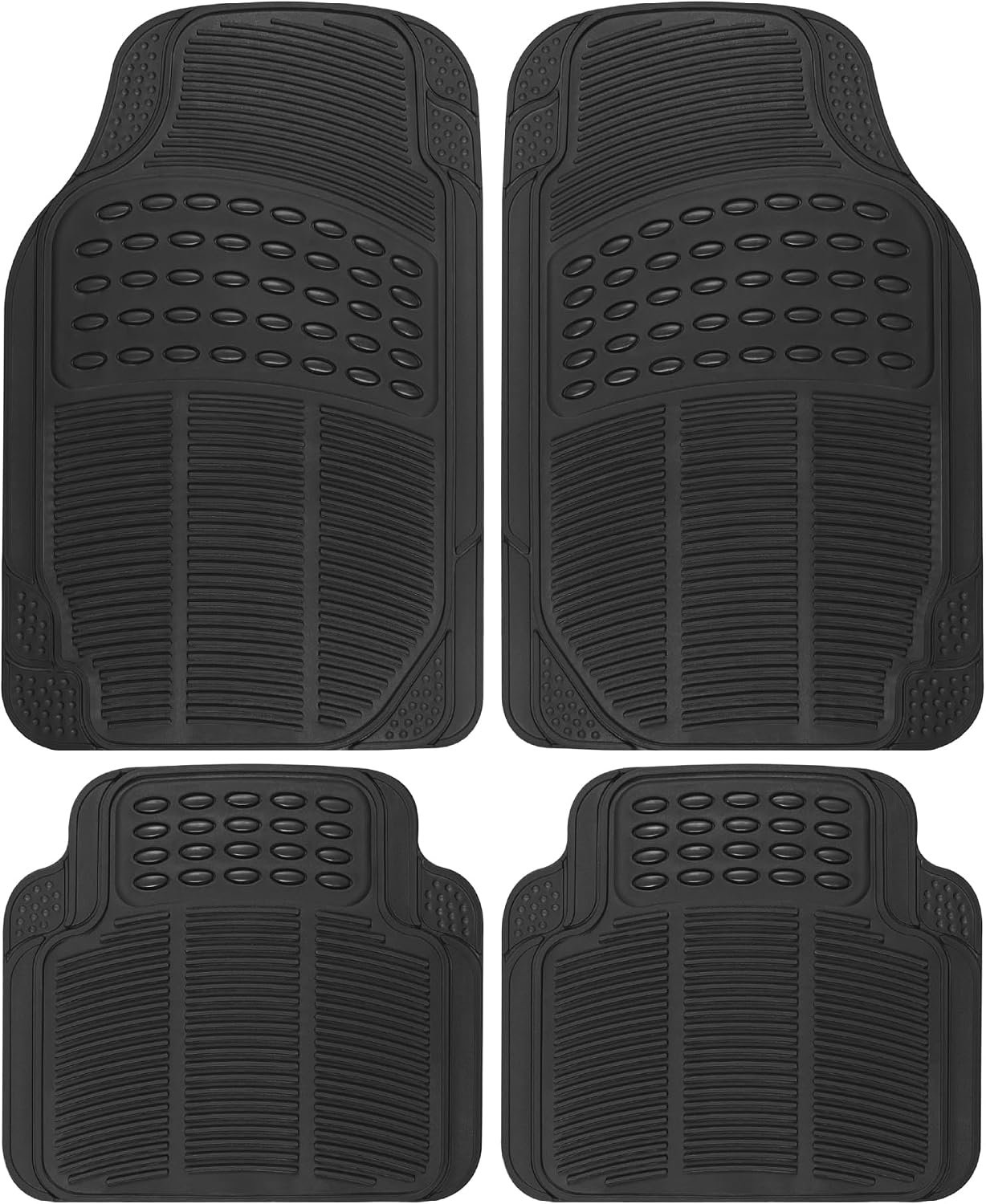 Floor Mats, 4-Piece All-Weather Car Mat with Universal Fit Design, Durable Rubber Car Floor Mats with Capture Ridges, Waterproof for Cars Trucks SUV (Black)