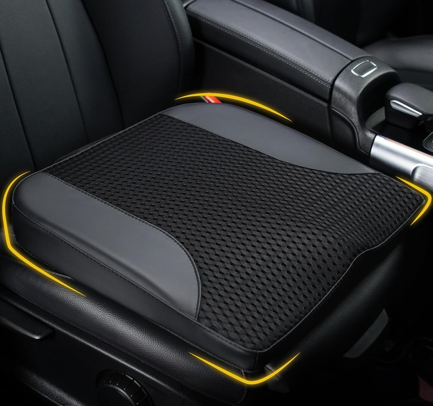 Car Seat Cushion, Comfortable Memory Foam Seat Pillow for Driving, Sciatica-Back Pain Relief, Cushion for Car-Truck, Office, Wheelchair - Black
